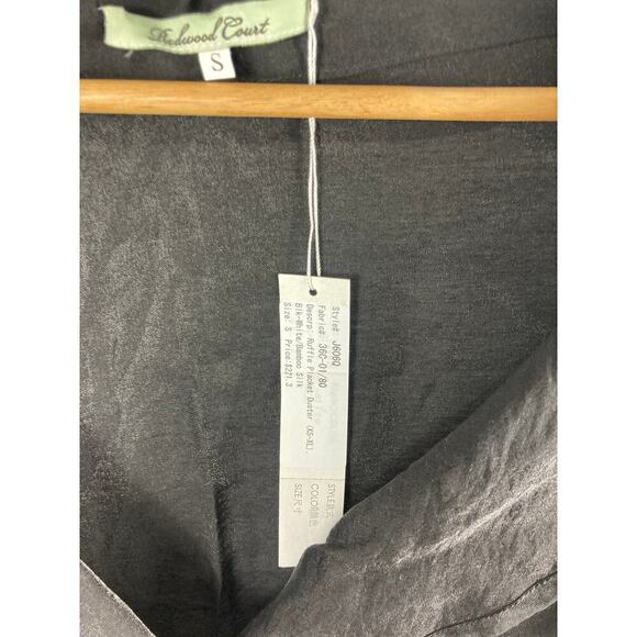 NWT Redwood Court Ruffle Placket Duster in White Bamboo Silk Size Small - Picture 3 of 6